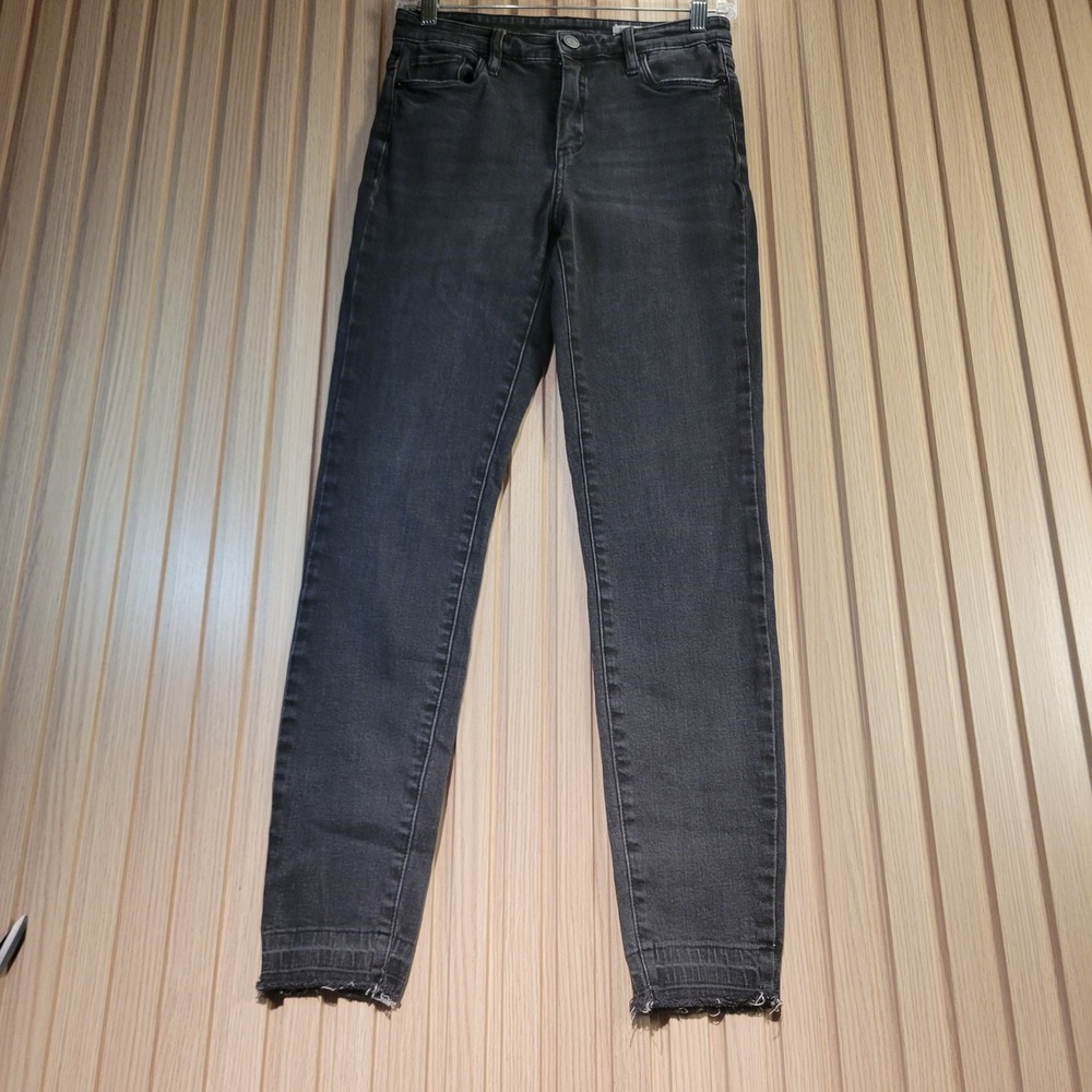 Blank NYC The Bond Skinny Jeans Womens 27 Black Good Raw Frayed Hem Mid Rise